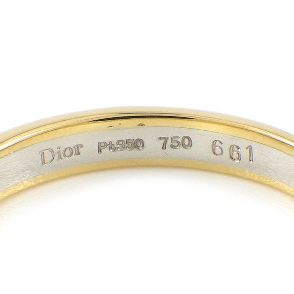 Christian DIOR Ring Twisted Combination Color Pt950 18K Yellow Gold No 19 - Picture 3 of 5